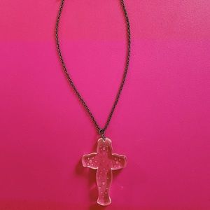 Clear Hard Plastic Cross Necklace